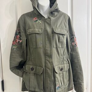 Only Olive Green Casual hooded Jacket
